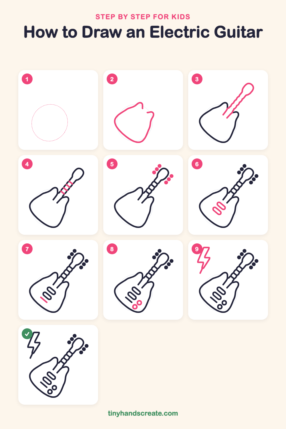 How to draw an electric guitar step by step for kids