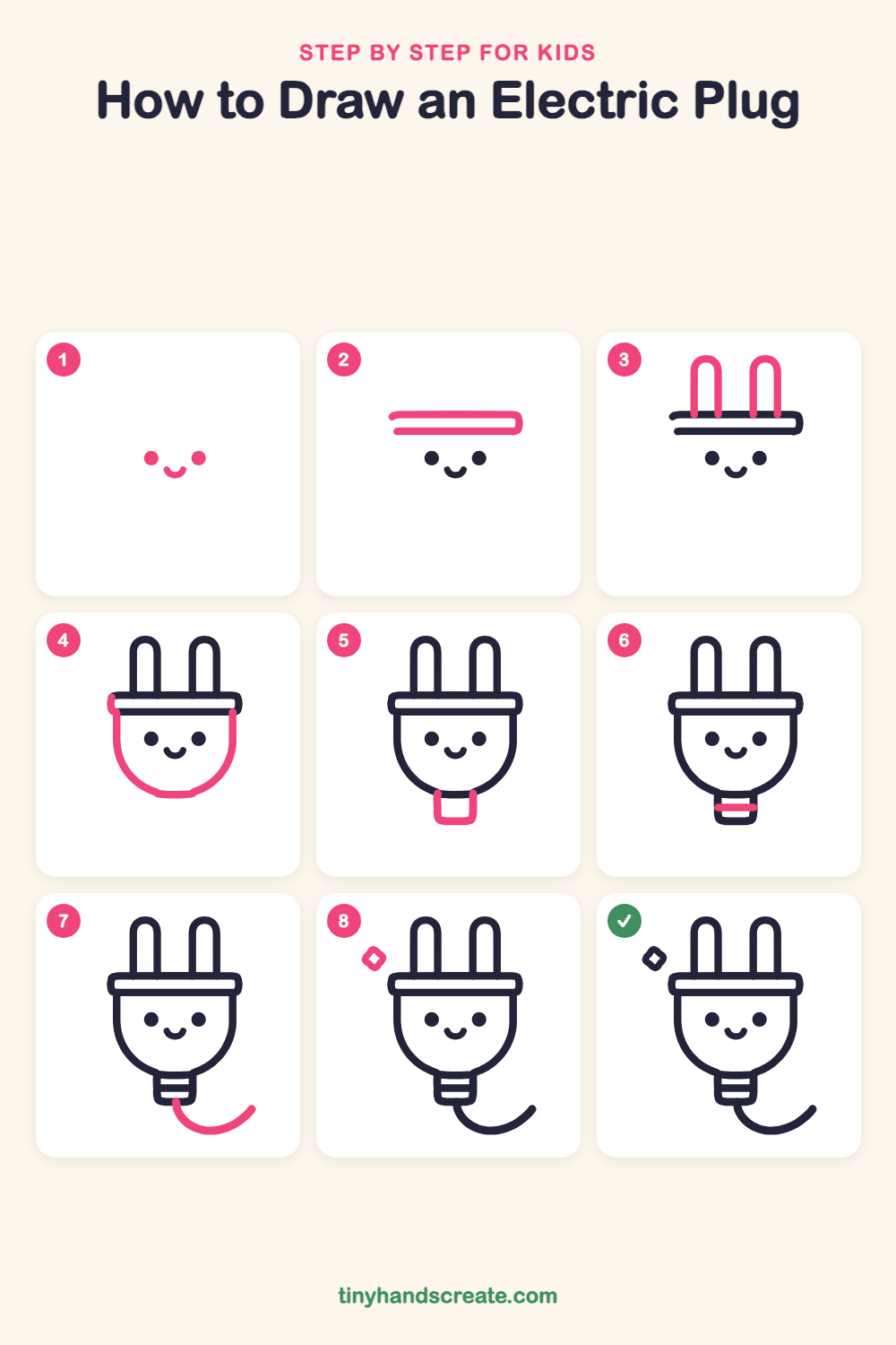 How to draw an electric plug step by step for kids