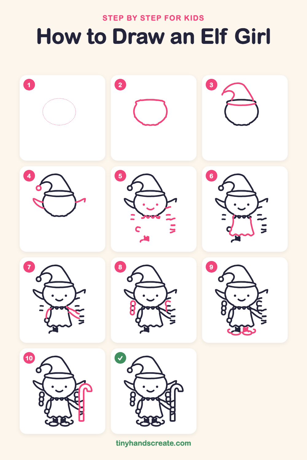 How to draw an elf girl step by step for kids