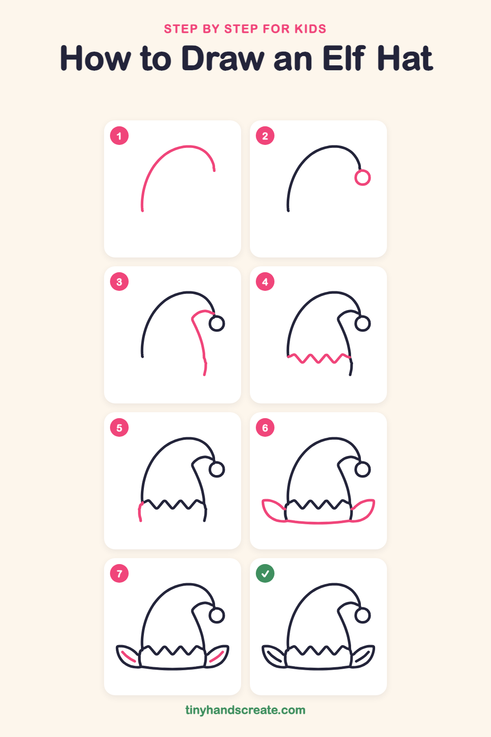 How to draw an elf hat step by step for kids