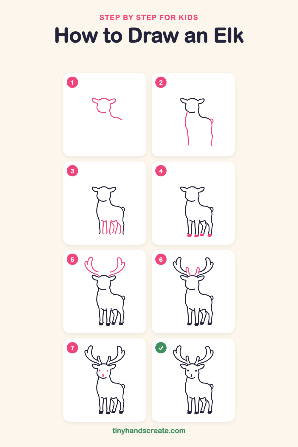 How to draw an elk step by step for kids
