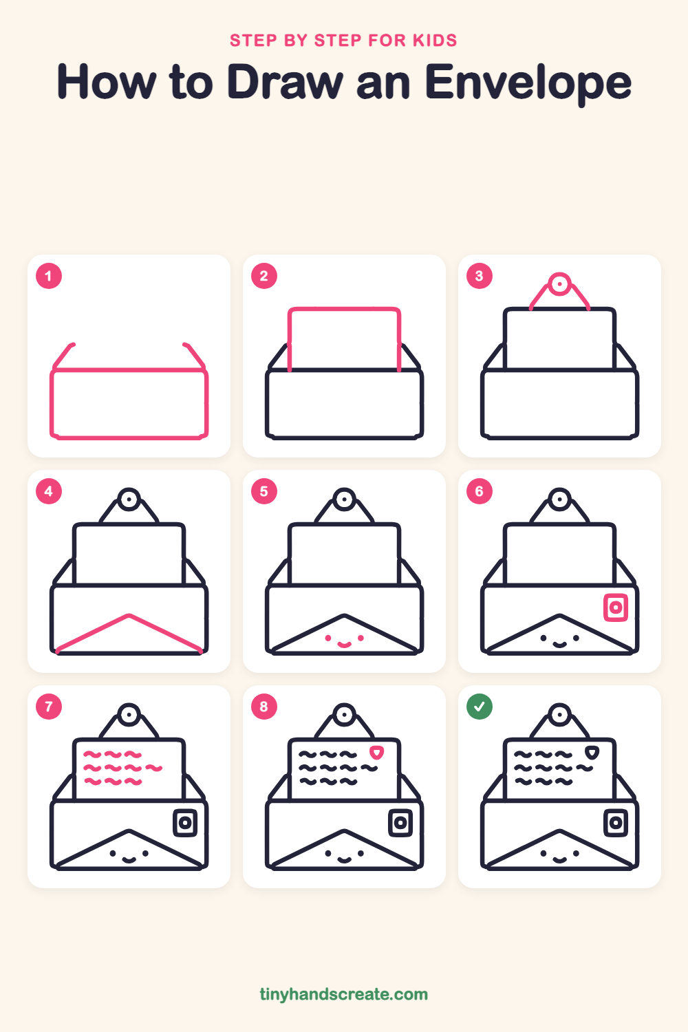 How to draw an envelope step by step for kids