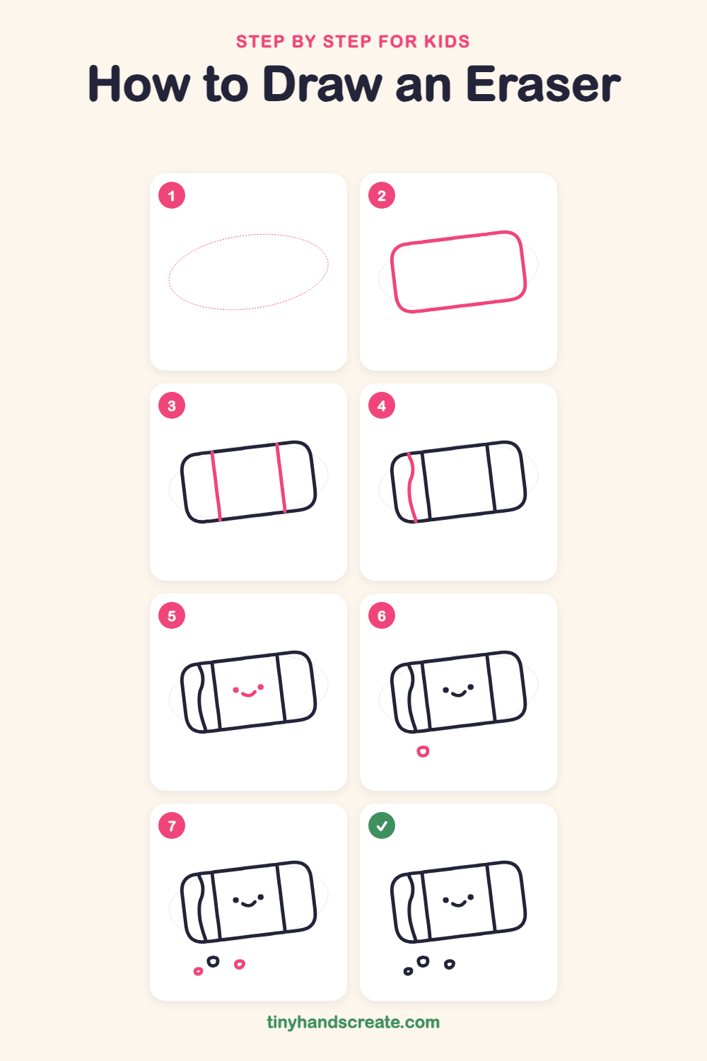 How to draw an eraser step by step for kids