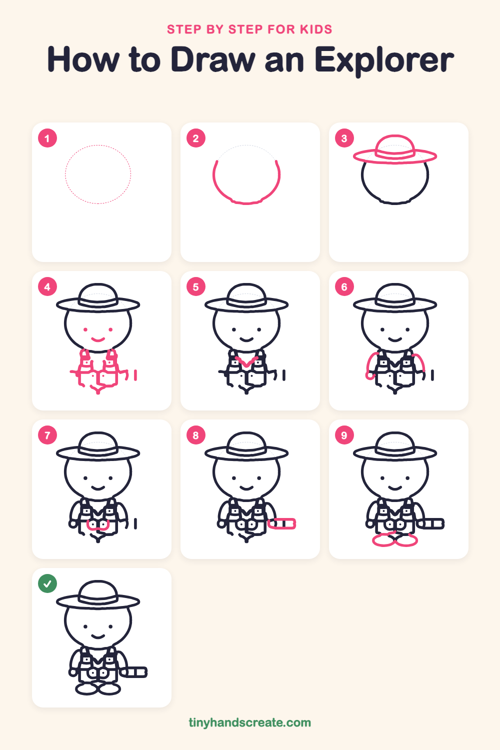 How to draw an explorer step by step for kids