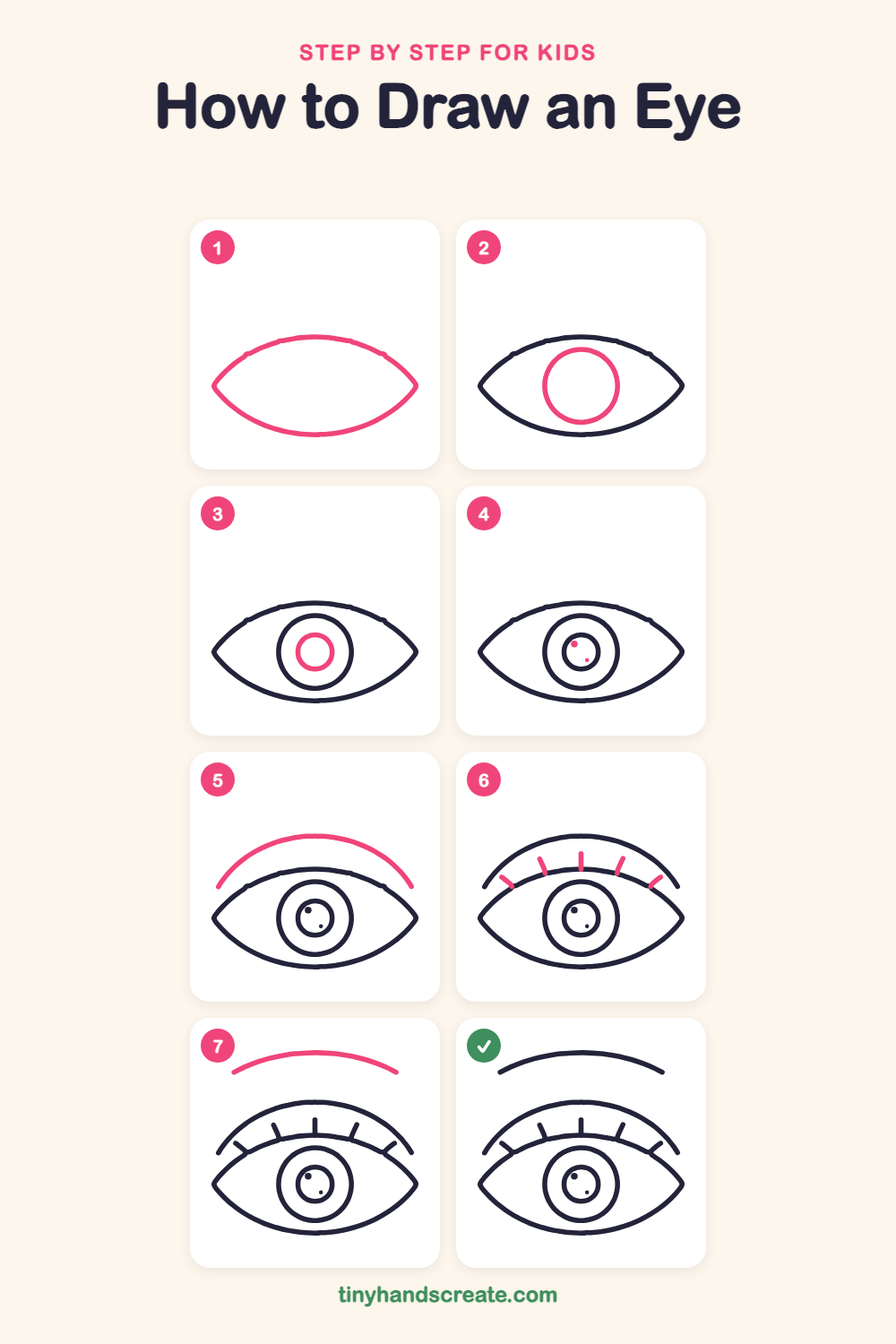 How to draw an eye step by step for kids