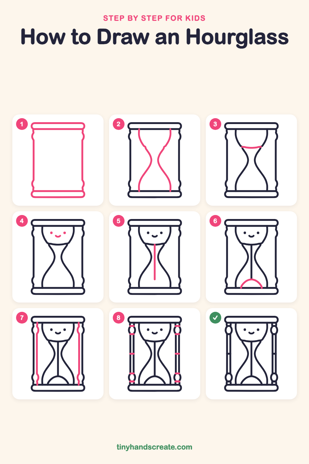 How to draw an hourglass step by step for kids
