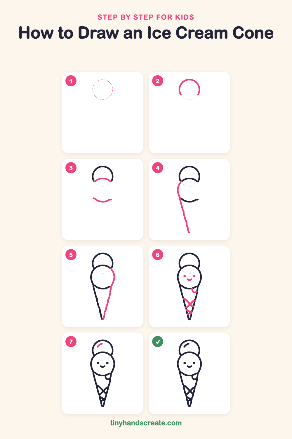 How to draw an ice cream cone step by step for kids