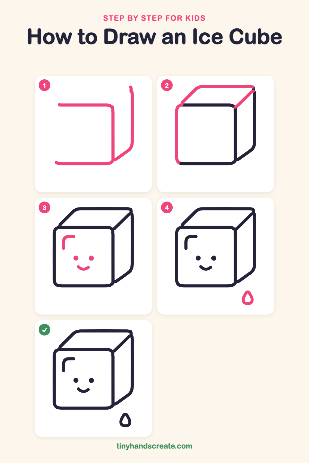 How to draw an ice cube step by step for kids