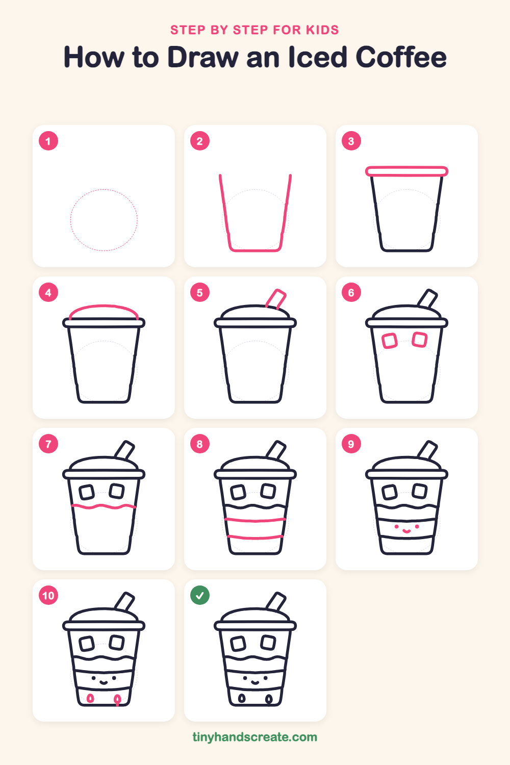 How to draw an iced coffee step by step for kids