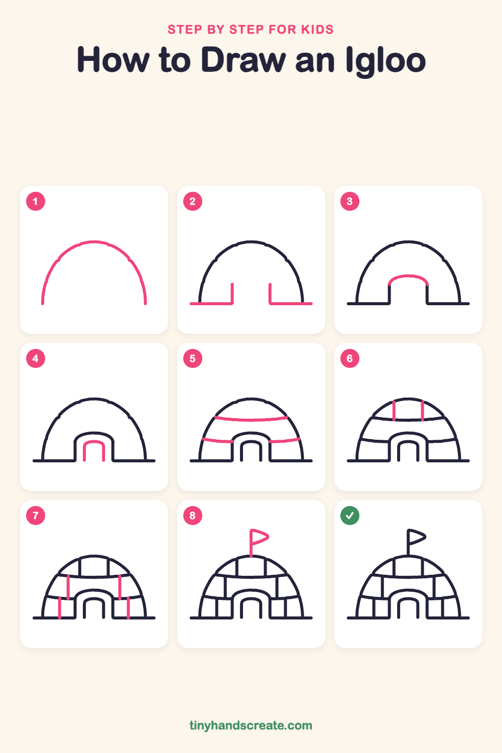 How to draw an igloo step by step for kids