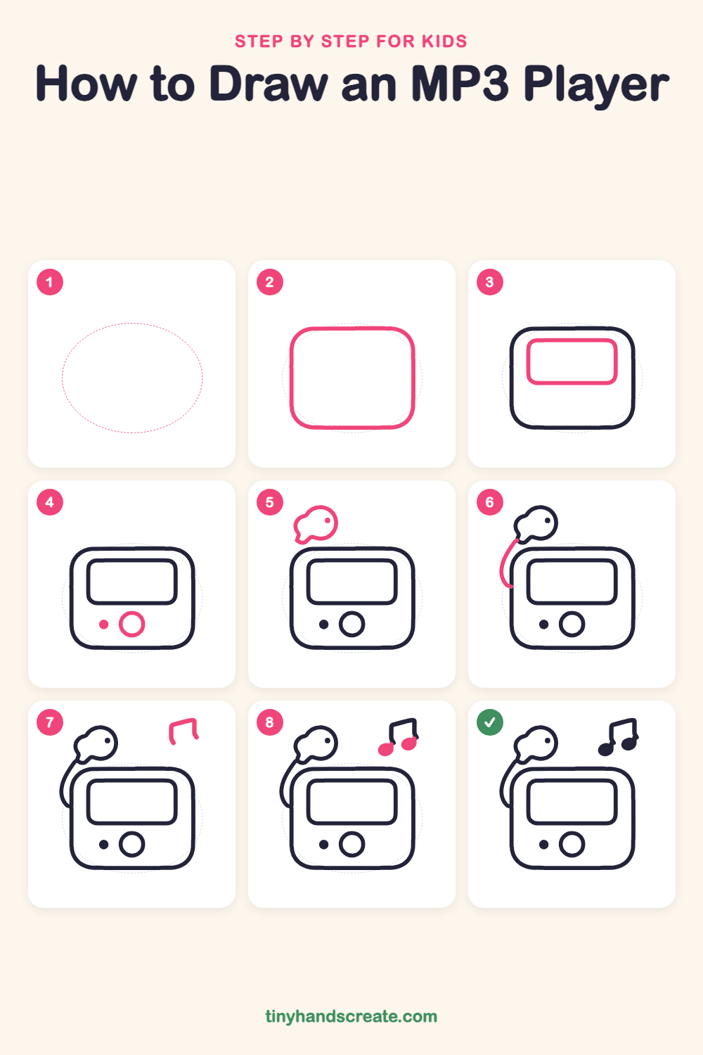 How to draw an MP3 player step by step for kids