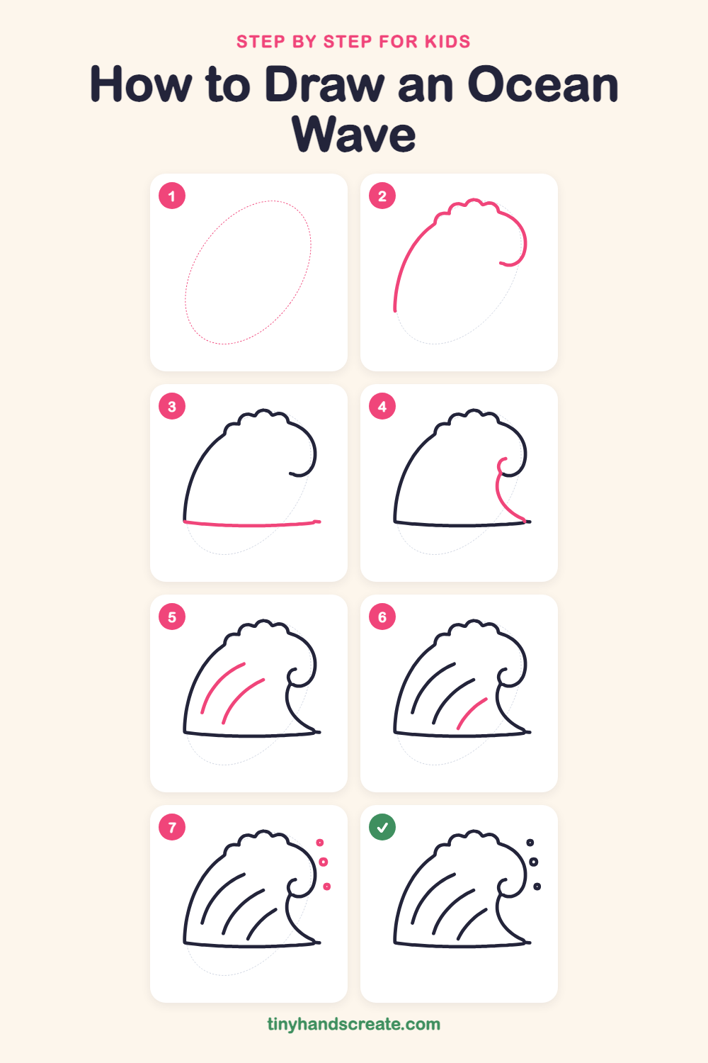 How to draw an ocean wave step by step for kids