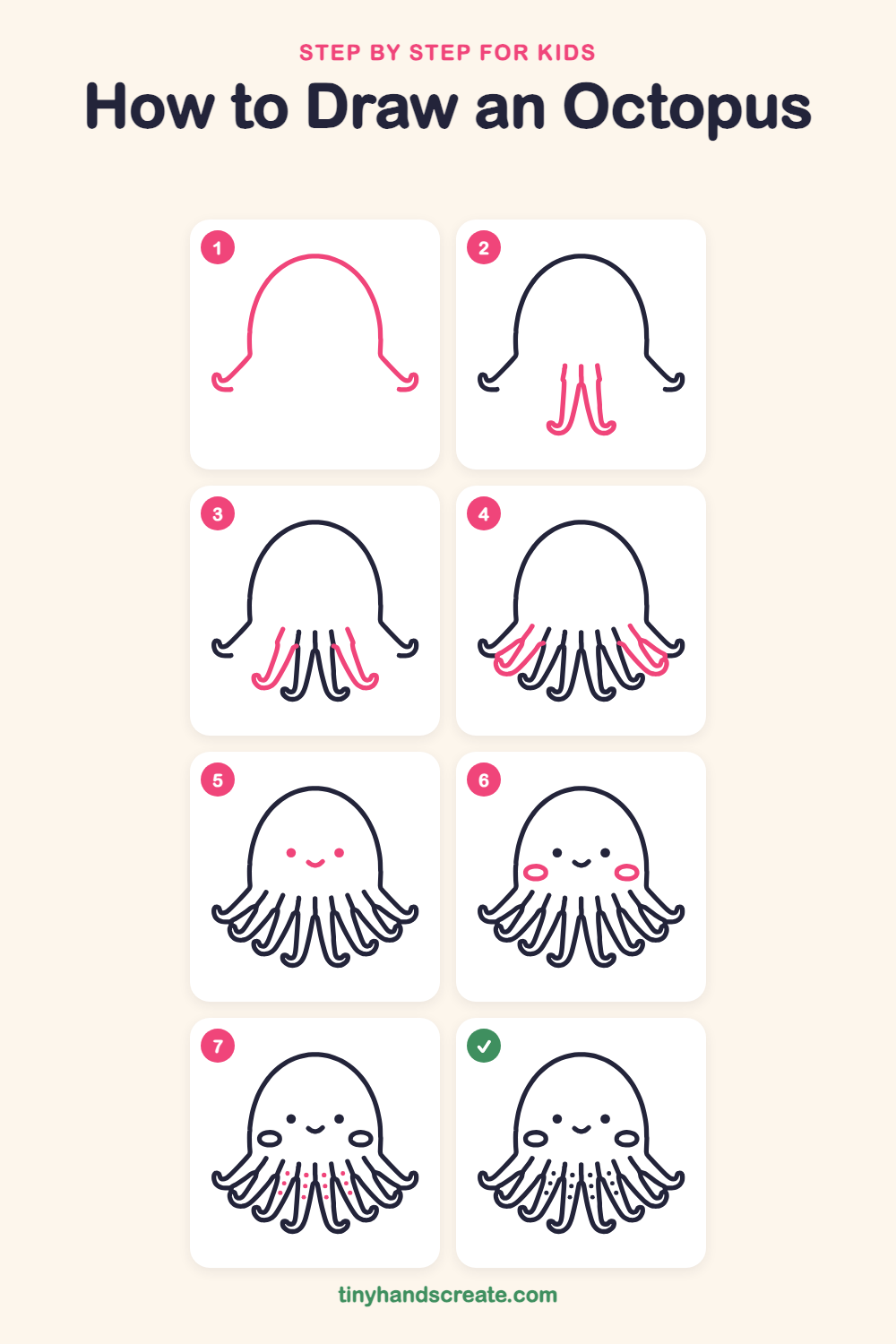 How to draw an octopus step by step for kids