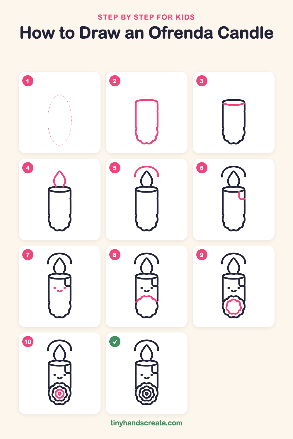 How to draw an ofrenda candle step by step for kids