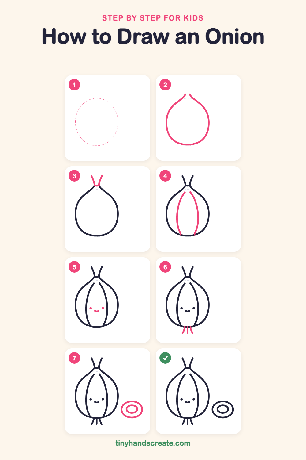 How to draw an onion step by step for kids