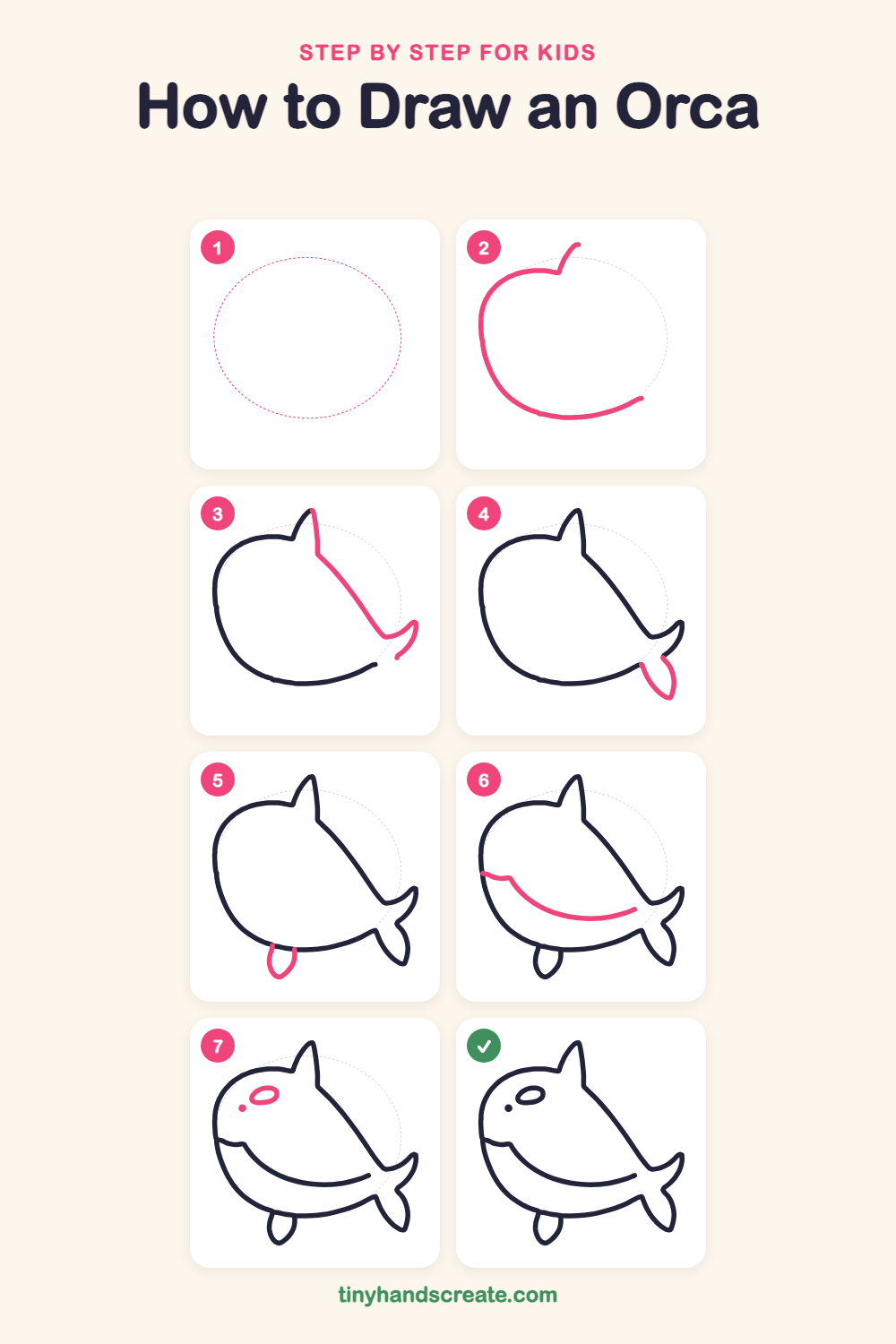 How to draw an orca step by step for kids