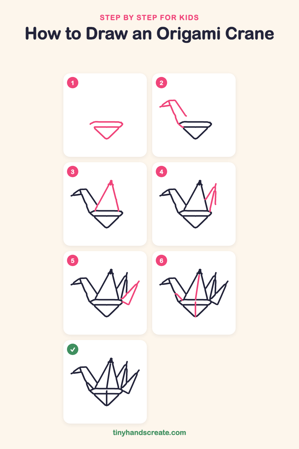 How to draw an origami crane step by step for kids