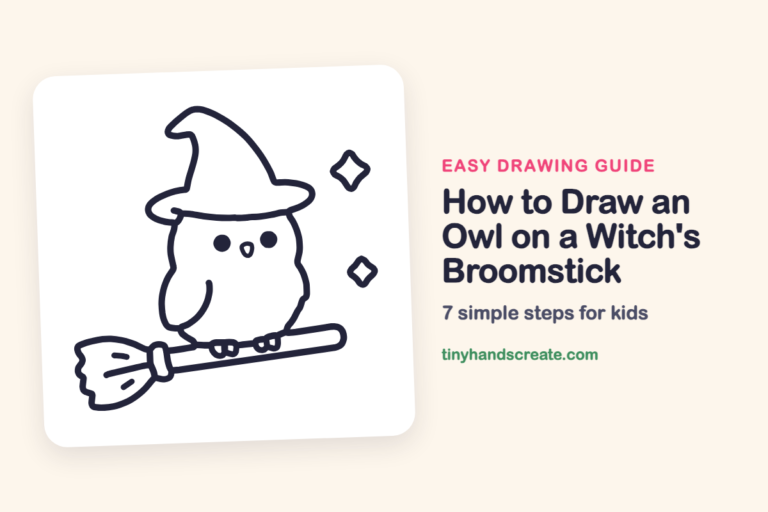 How to Draw an Owl on a Witch's Broomstick: easy drawing guide for kids