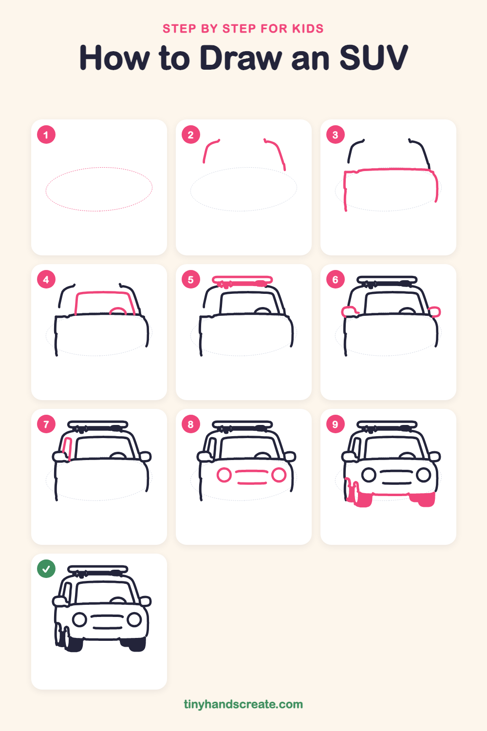 How to draw an SUV step by step for kids