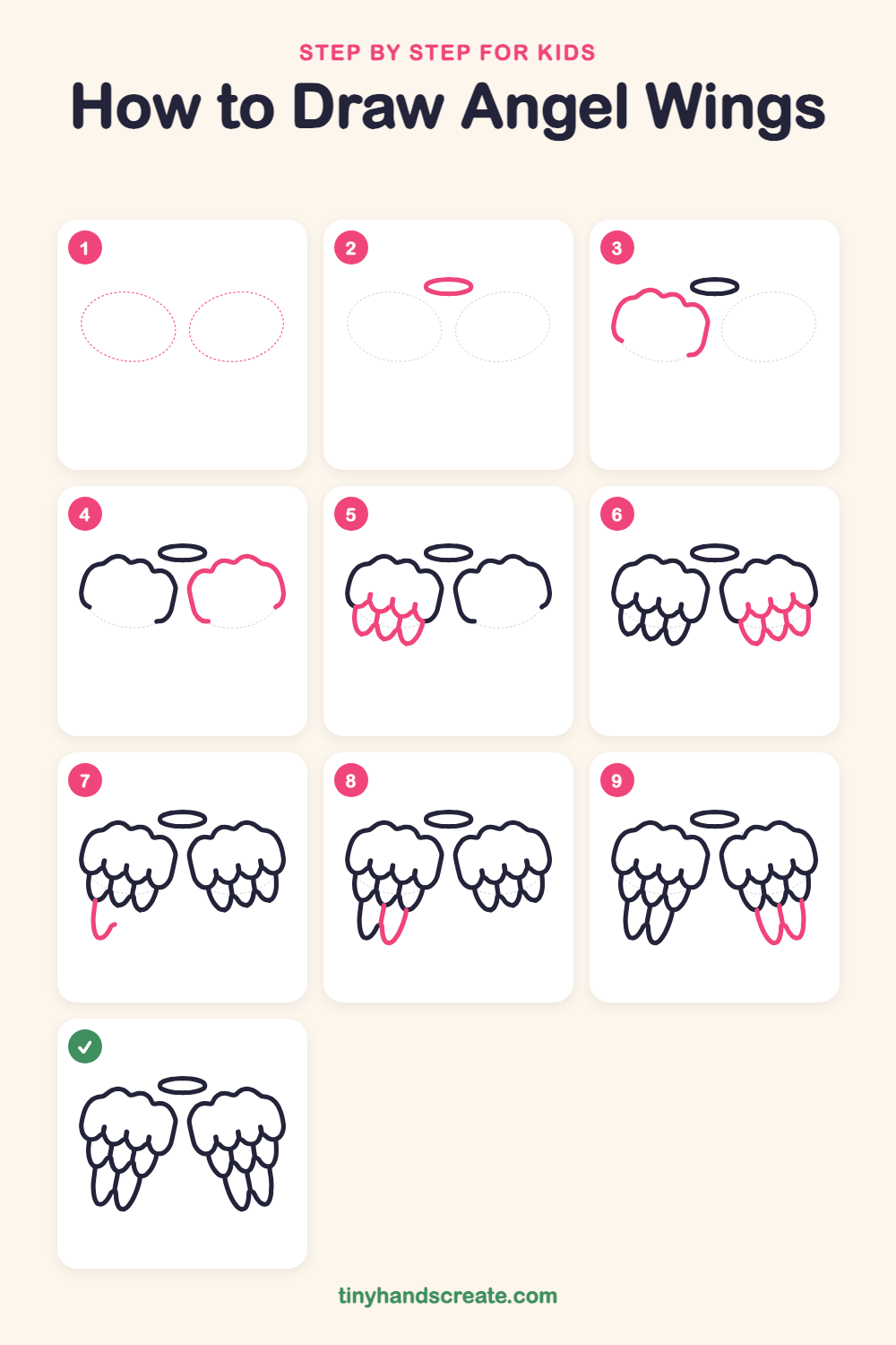 How to draw angel wings step by step for kids
