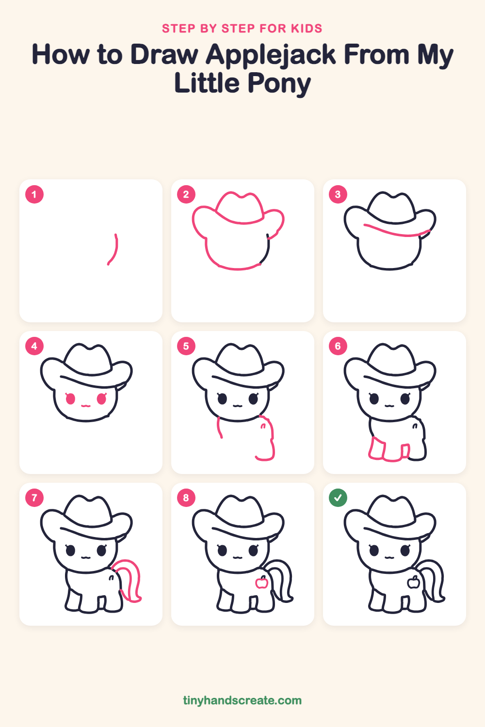 How to draw Applejack from My Little Pony step by step for kids