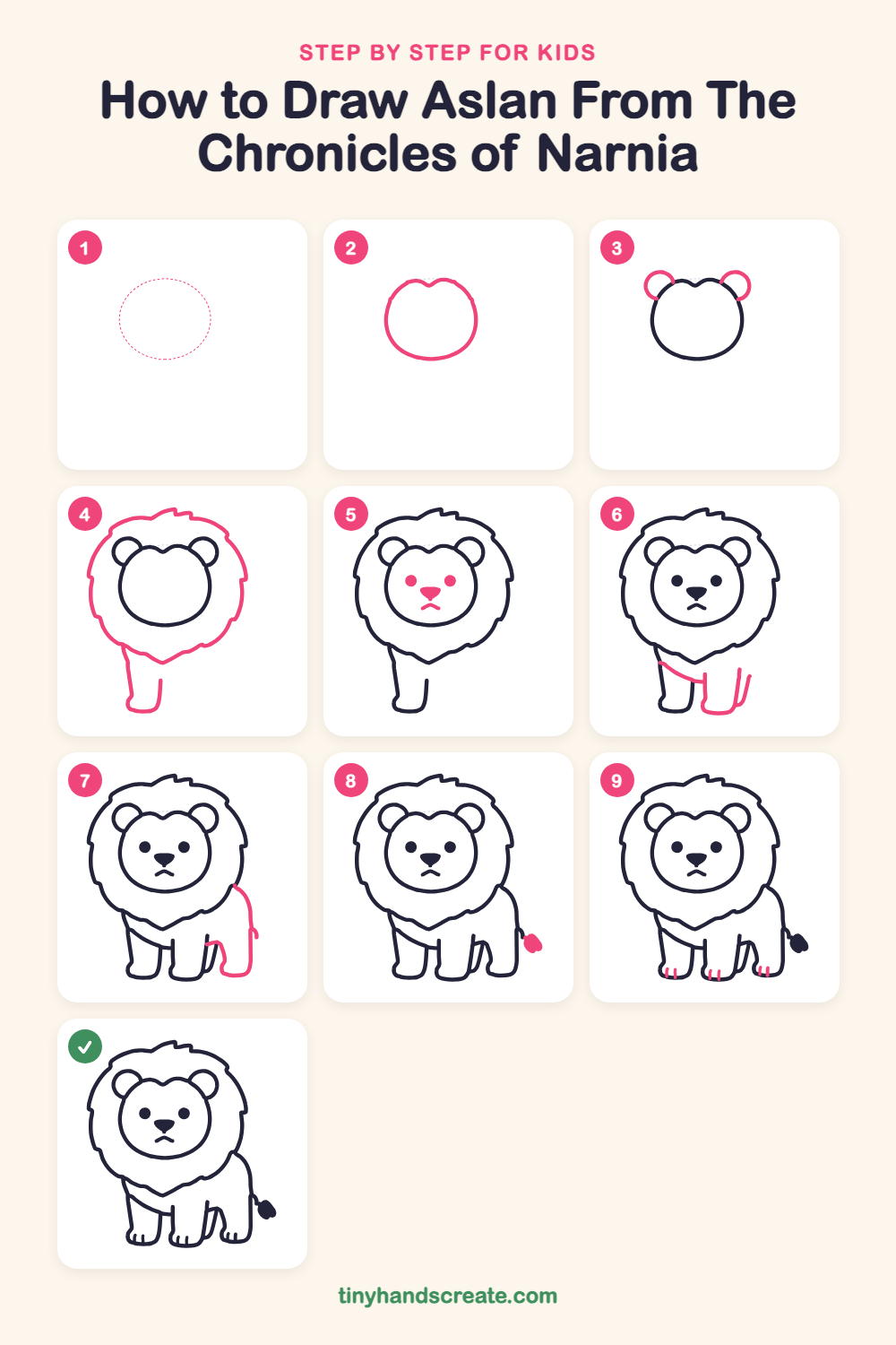 How to draw Aslan from The Chronicles of Narnia step by step for kids