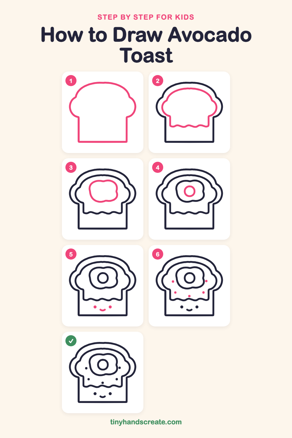 How to draw avocado toast step by step for kids