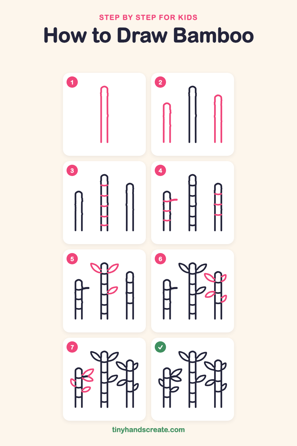 How to draw bamboo step by step for kids
