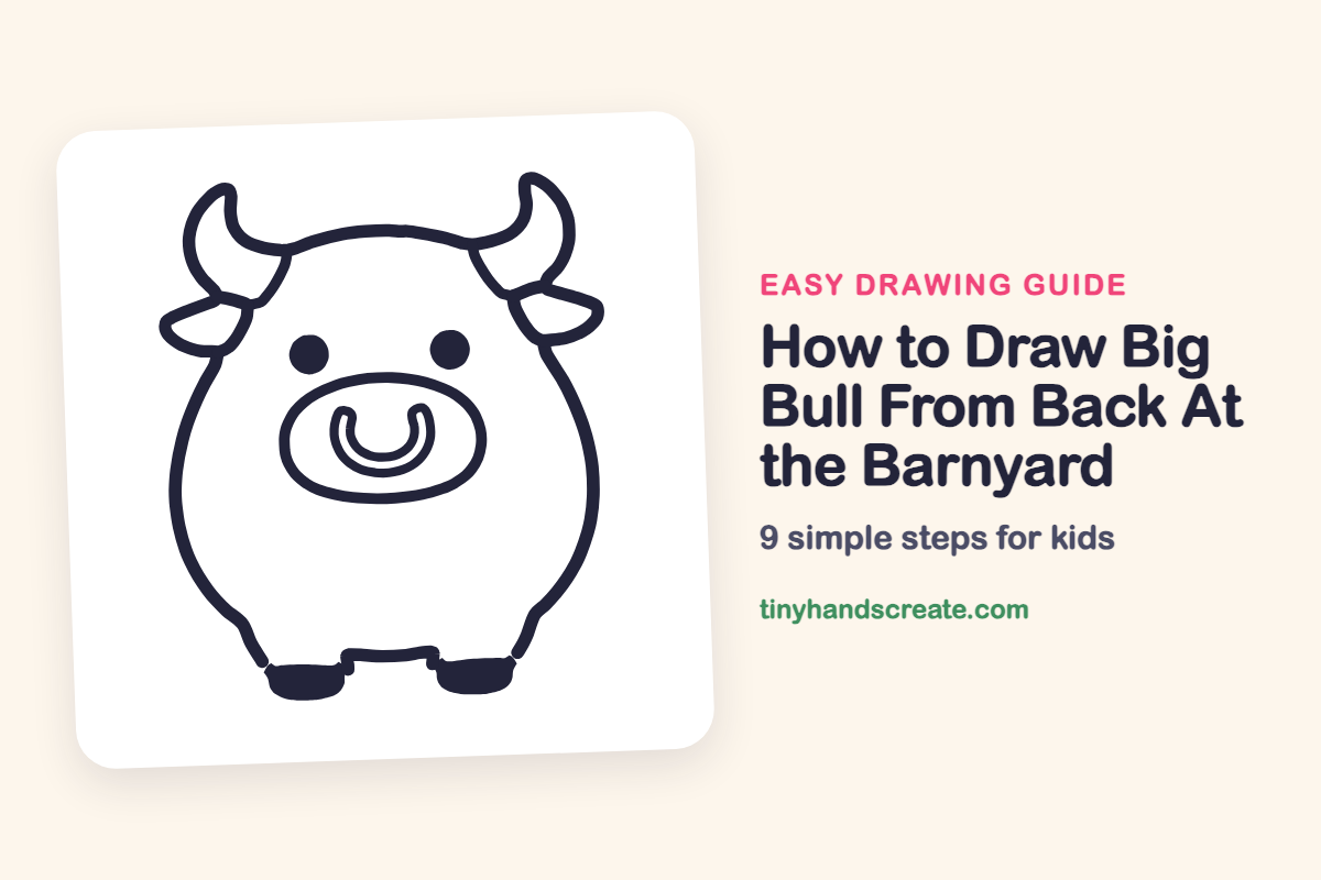 How to Draw Big Bull From Back At the Barnyard: easy drawing guide for kids