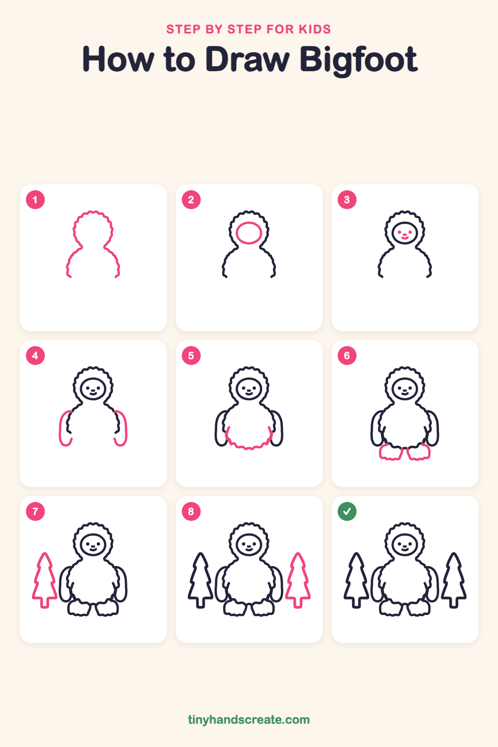 How to draw Bigfoot step by step for kids