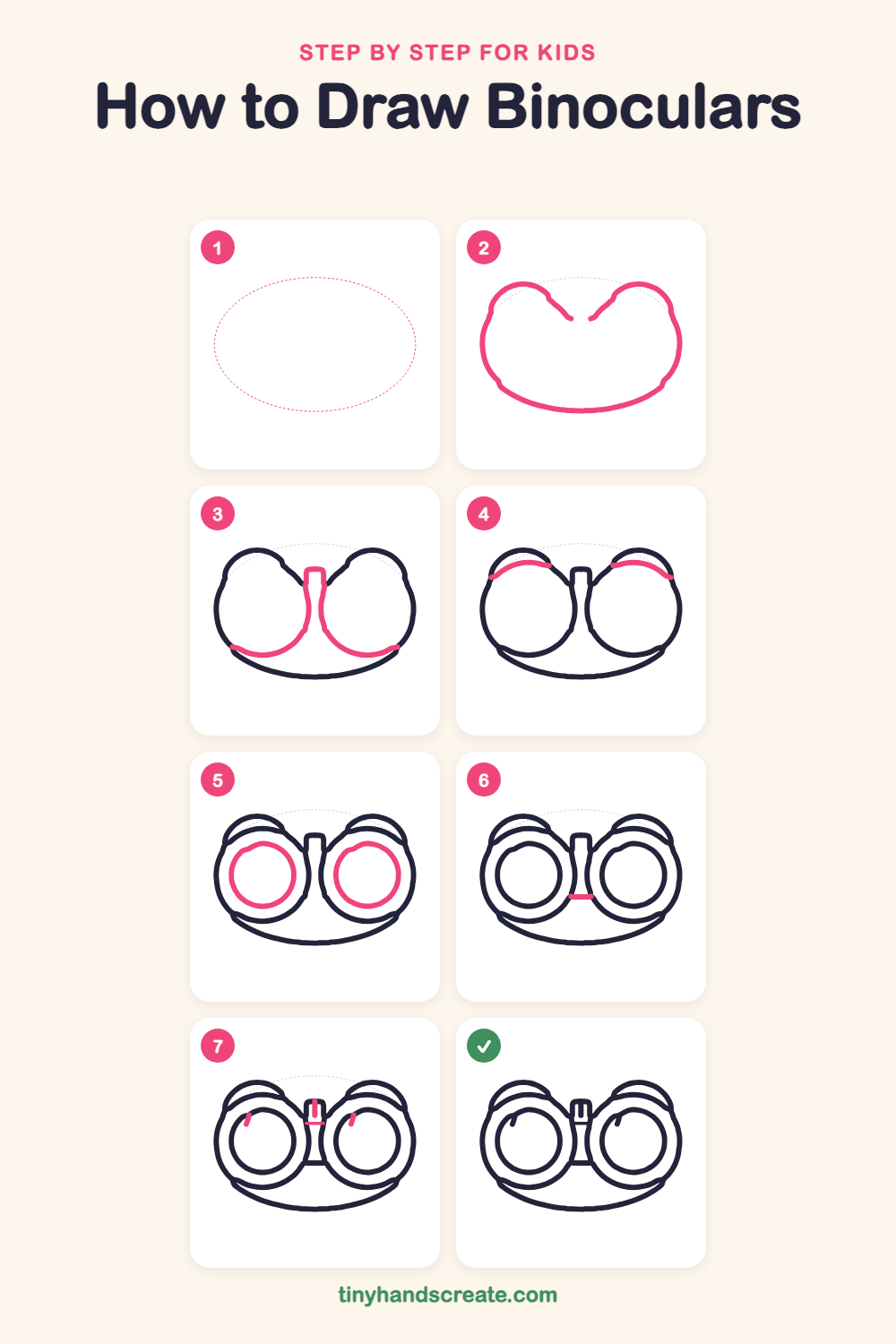 How to draw binoculars step by step for kids