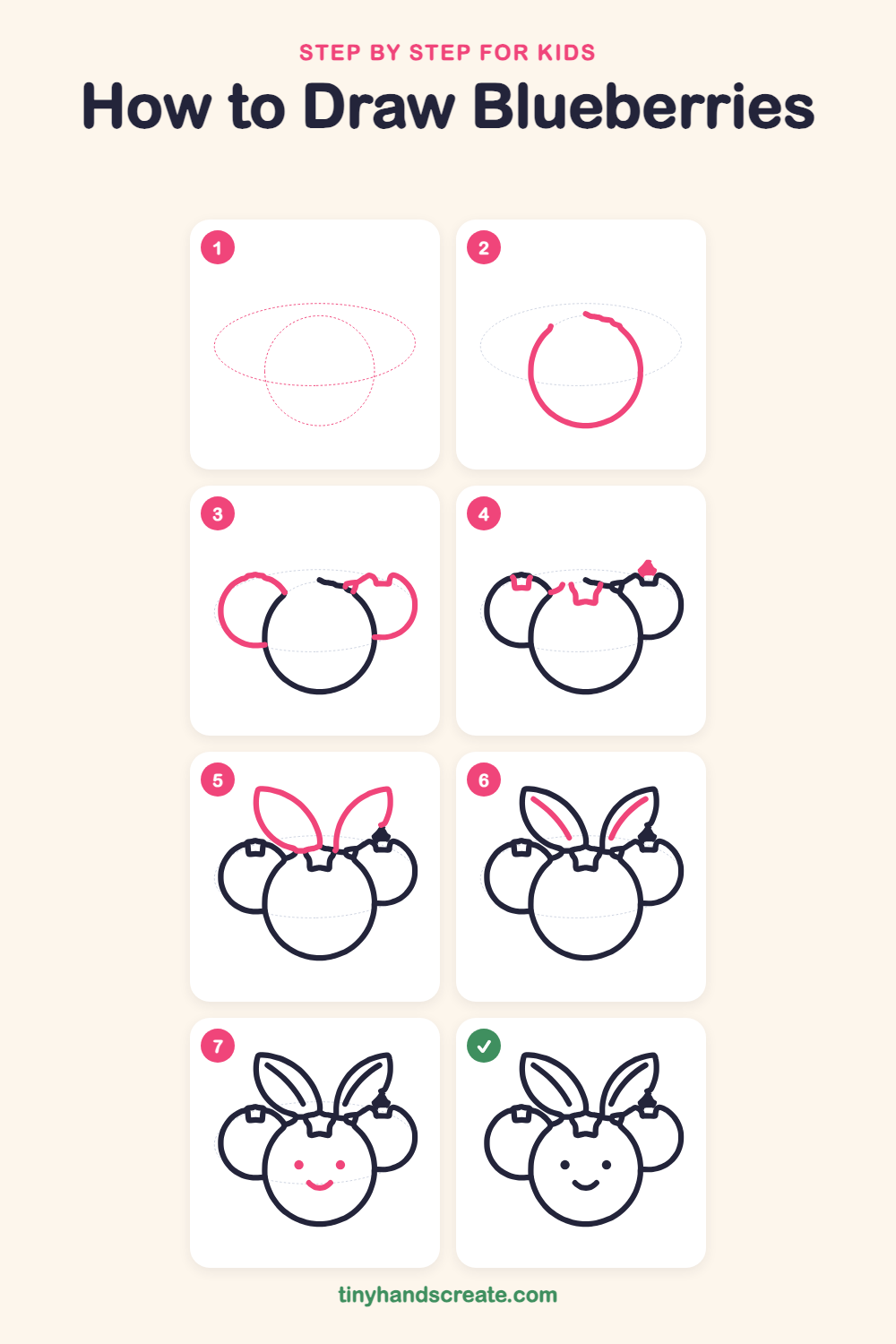 How to draw blueberries step by step for kids