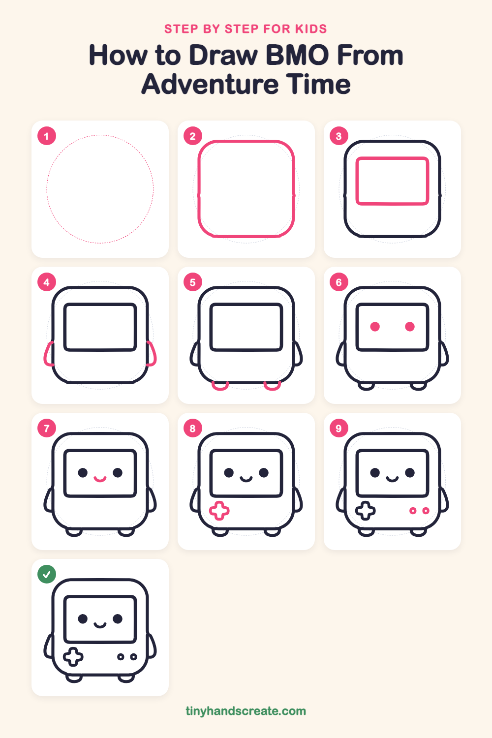 How to draw BMO from Adventure Time step by step for kids