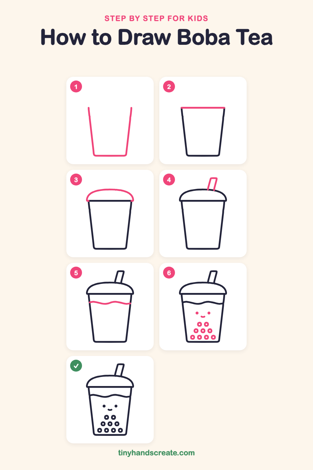 How to draw boba tea step by step for kids