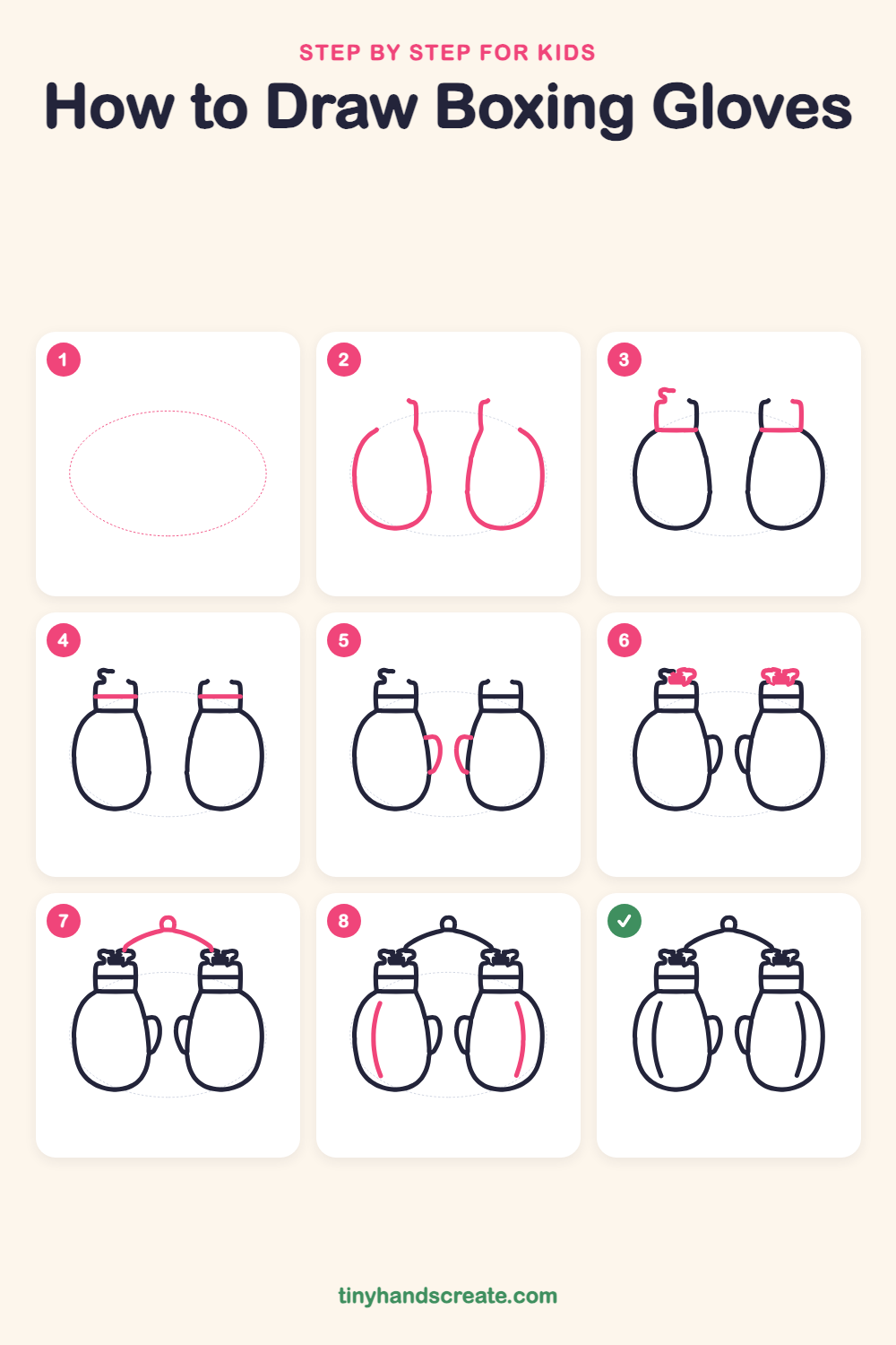 How to draw boxing gloves step by step for kids