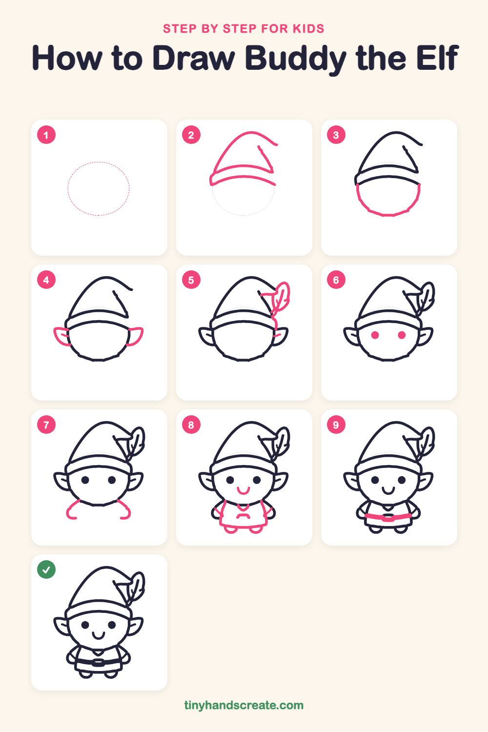 How to draw Buddy the Elf step by step for kids