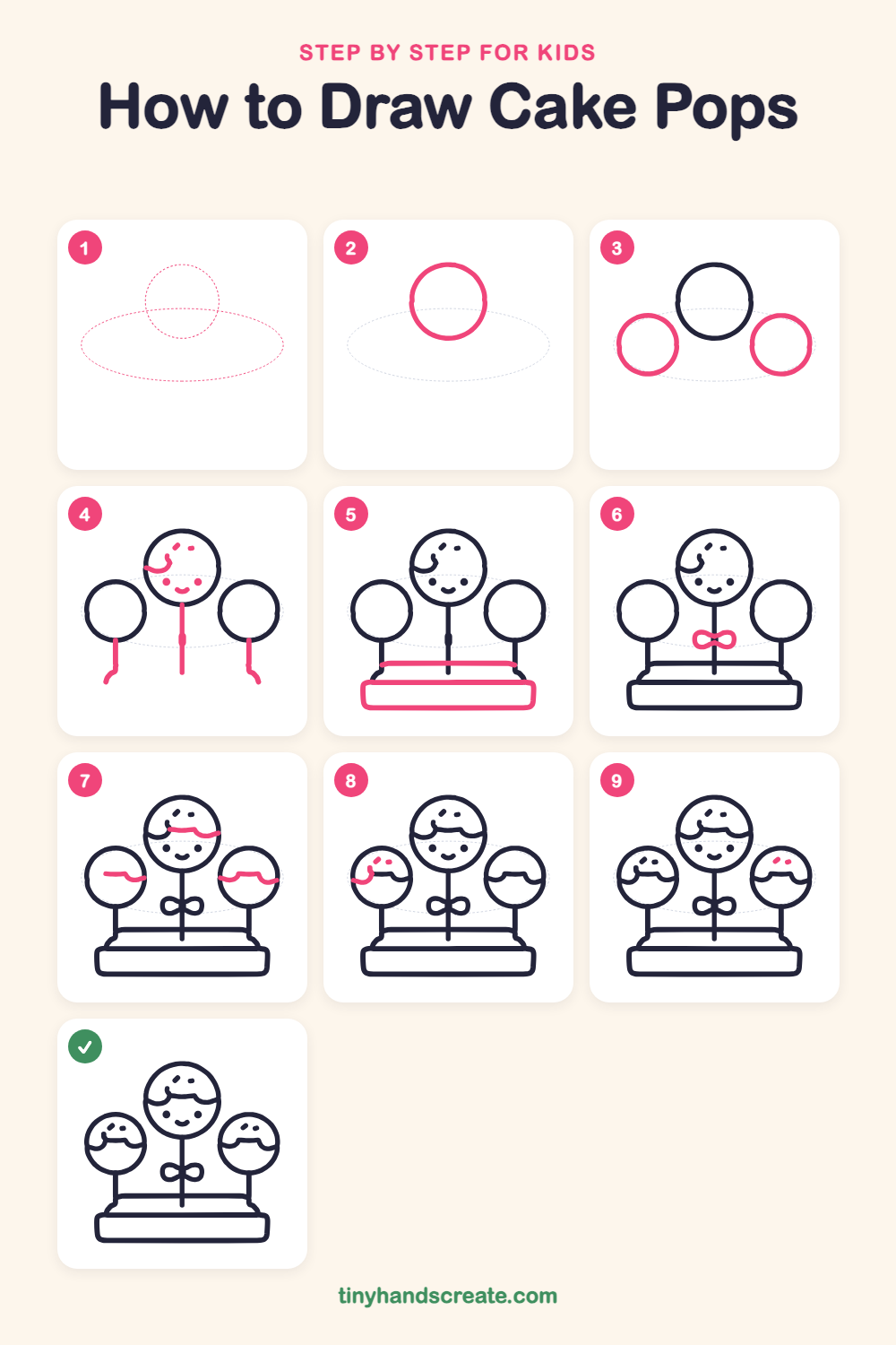 How to draw cake pops step by step for kids