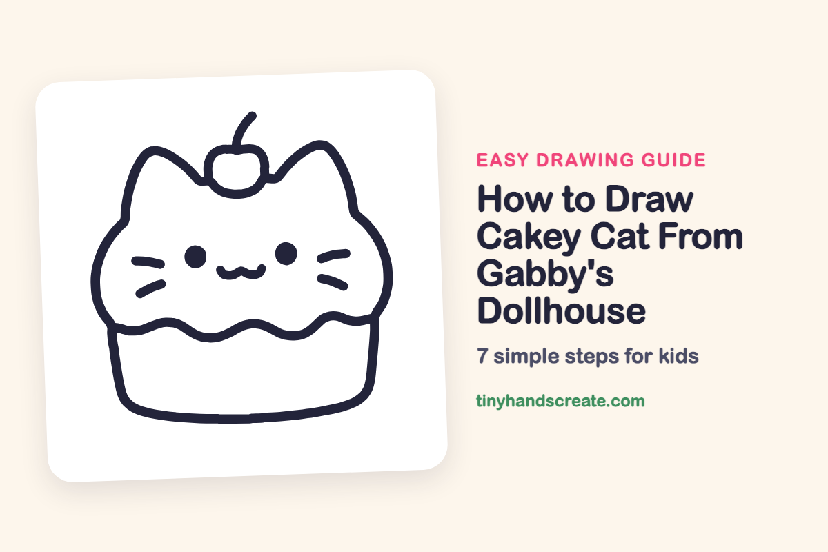 How to Draw Cakey Cat From Gabby's Dollhouse: easy drawing guide for kids