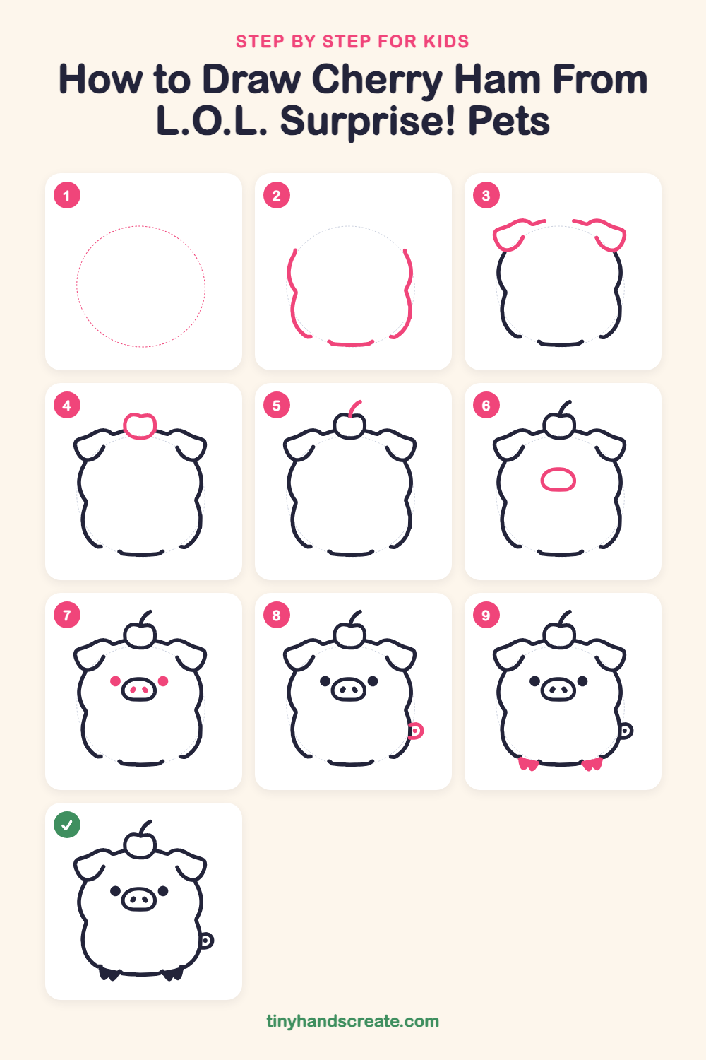How to draw Cherry Ham from L.O.L. Surprise! Pets step by step for kids