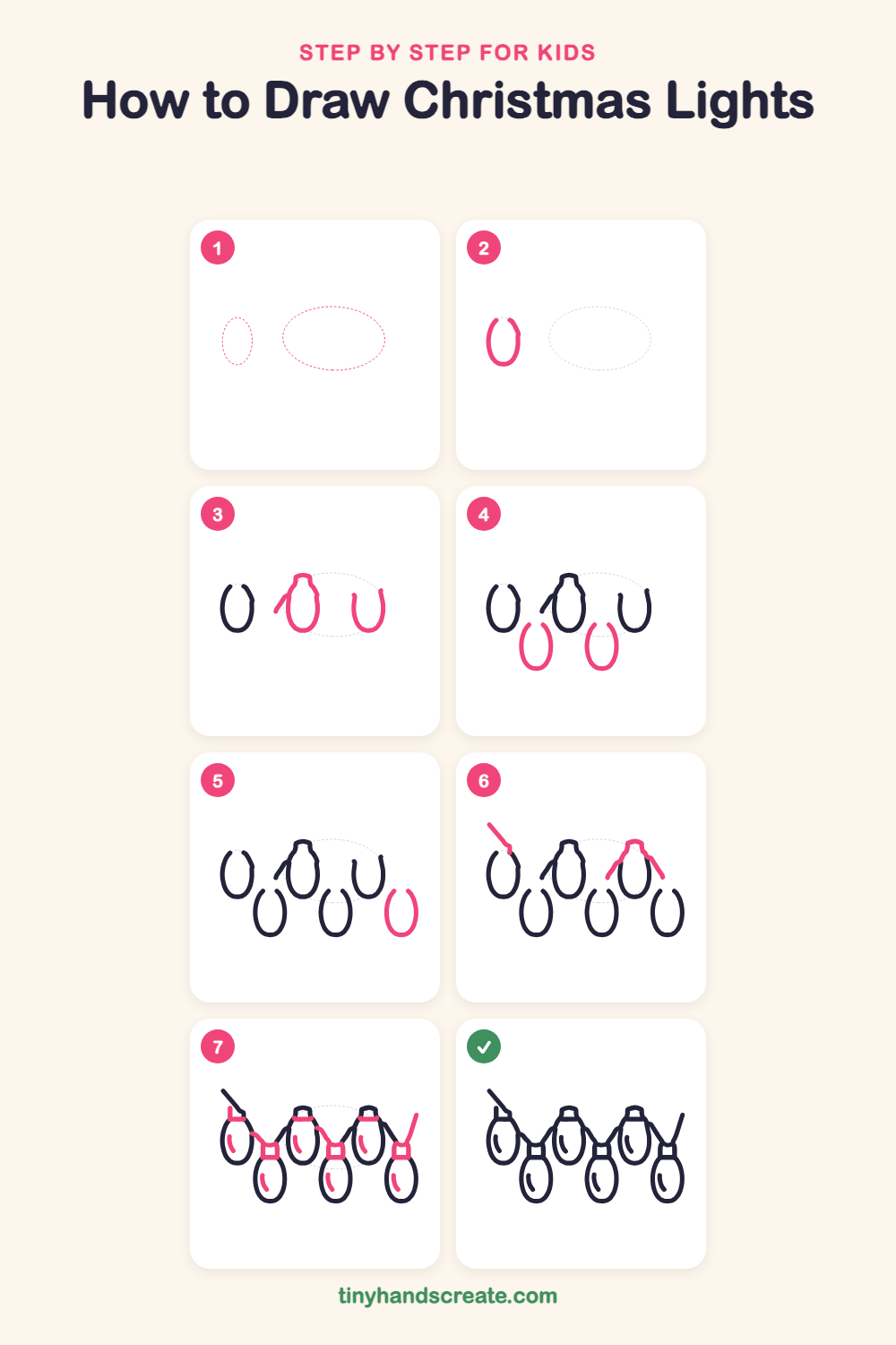 How to draw Christmas lights step by step for kids