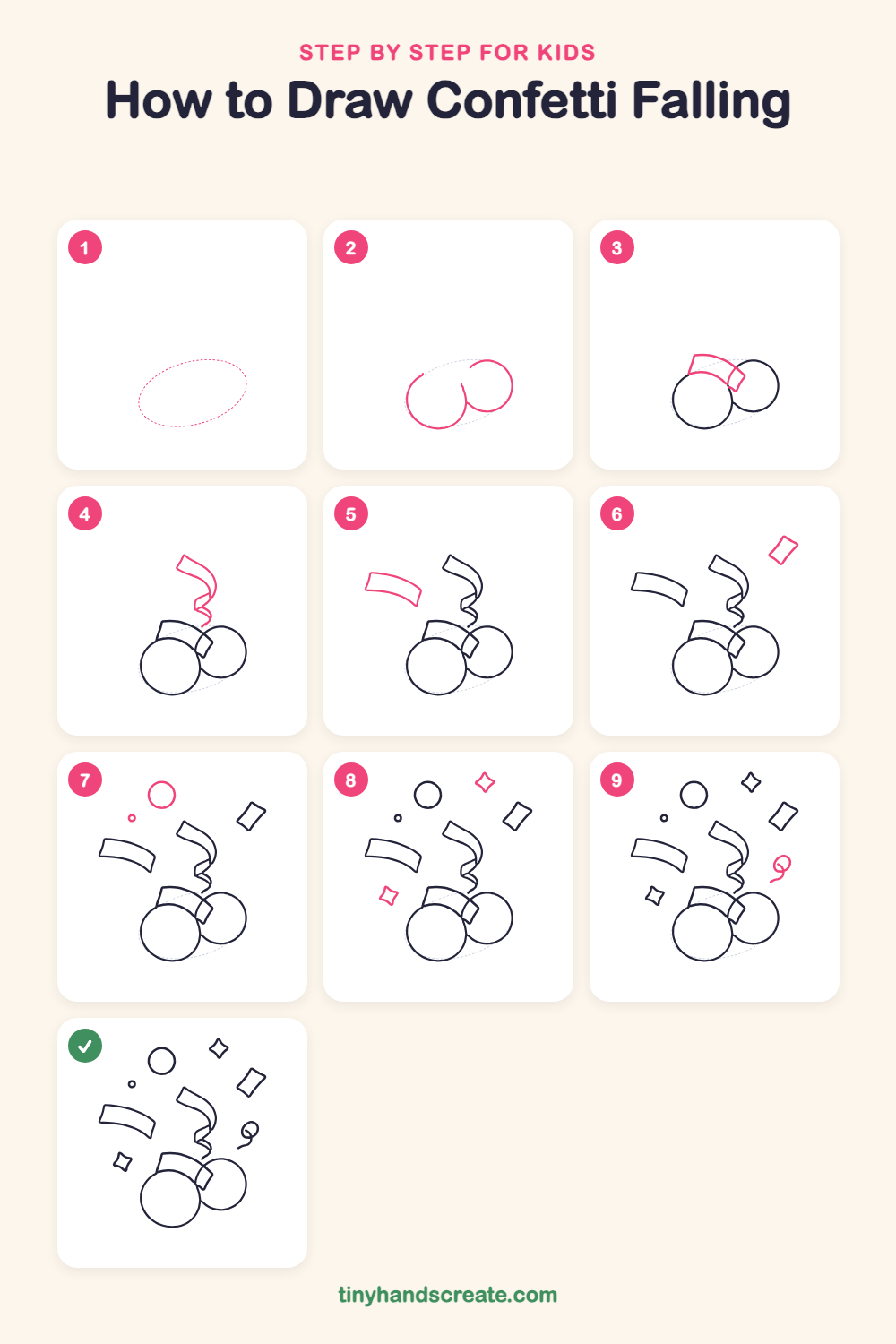 How to draw confetti falling step by step for kids