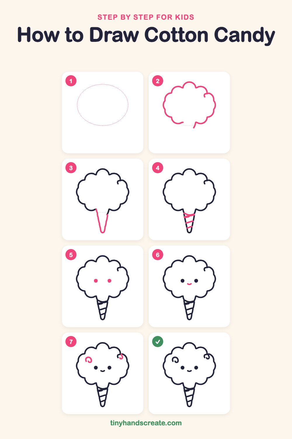 How to draw cotton candy step by step for kids