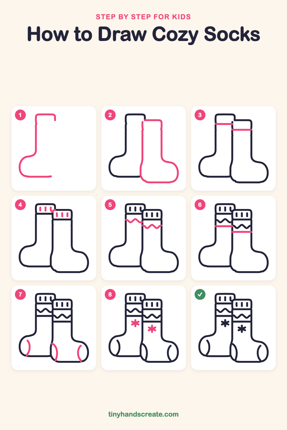 How to draw cozy socks step by step for kids