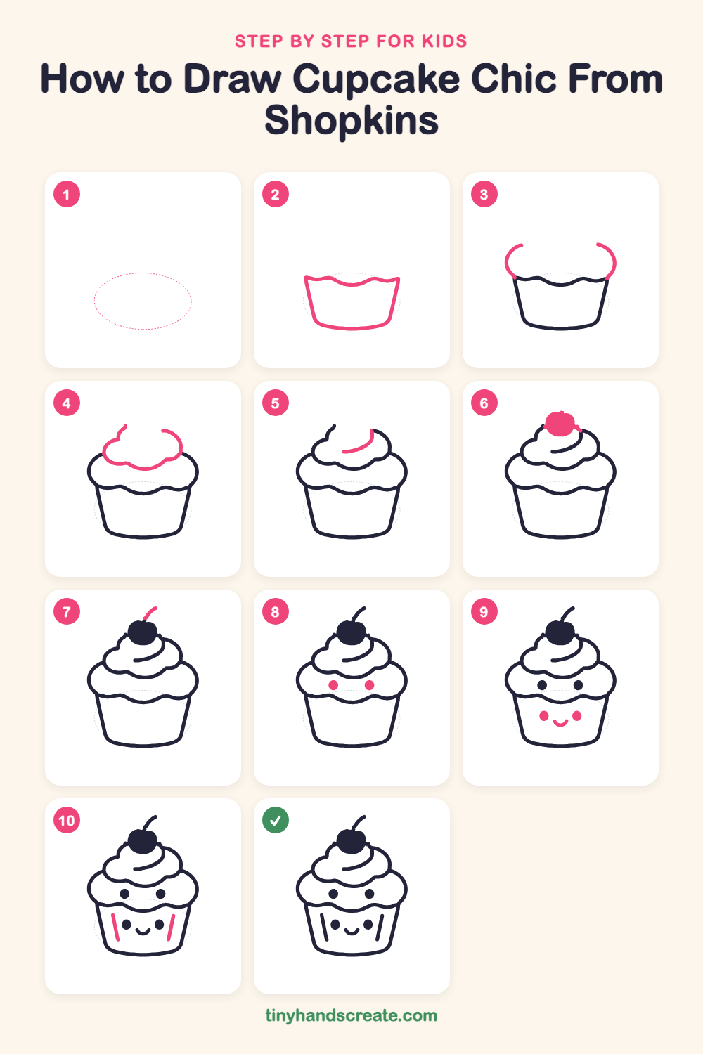 How to draw Cupcake Chic from Shopkins step by step for kids