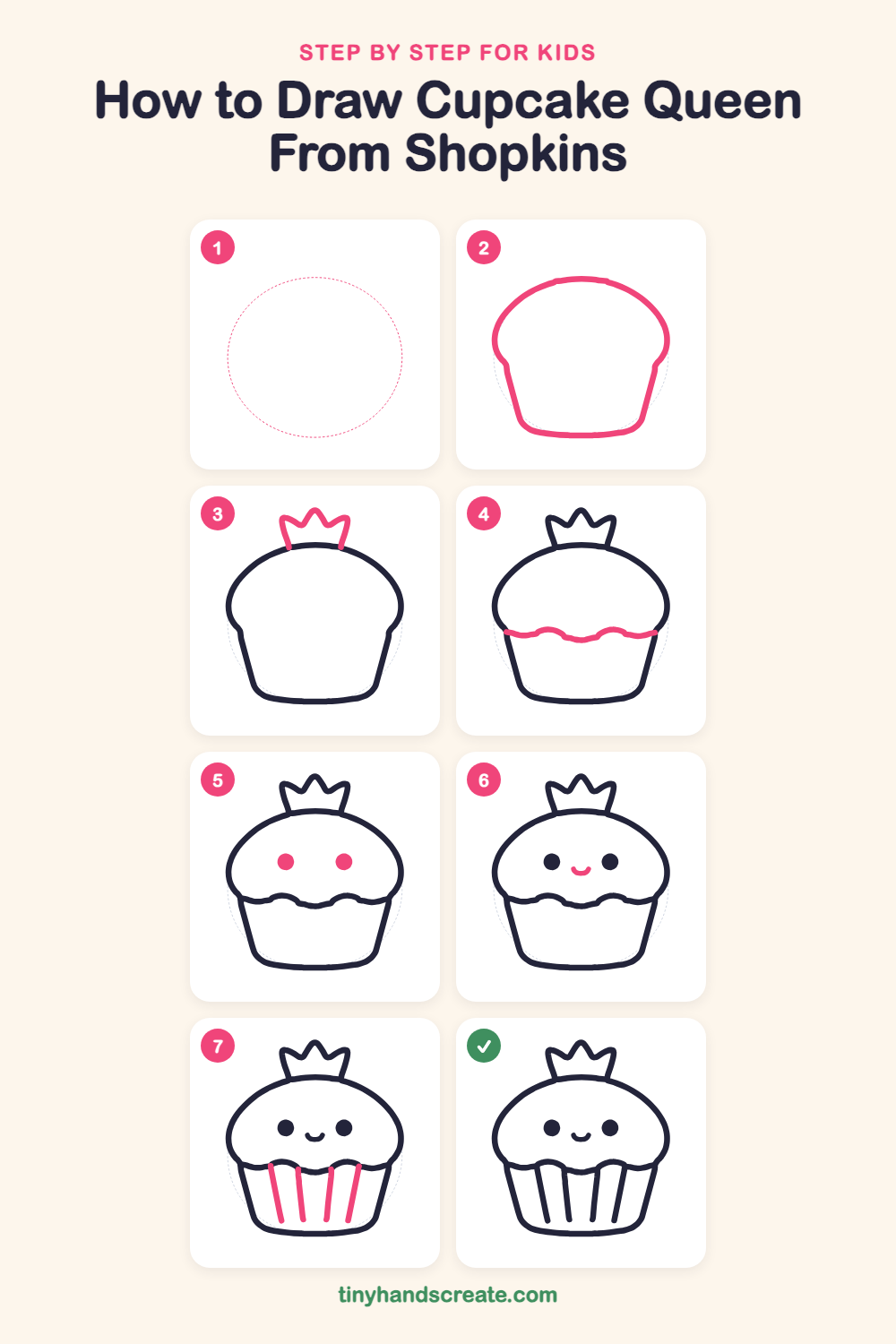 How to draw Cupcake Queen from Shopkins step by step for kids