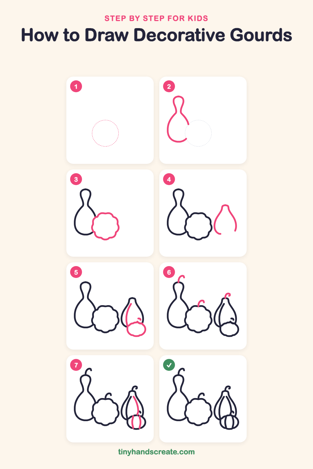How to draw decorative gourds step by step for kids