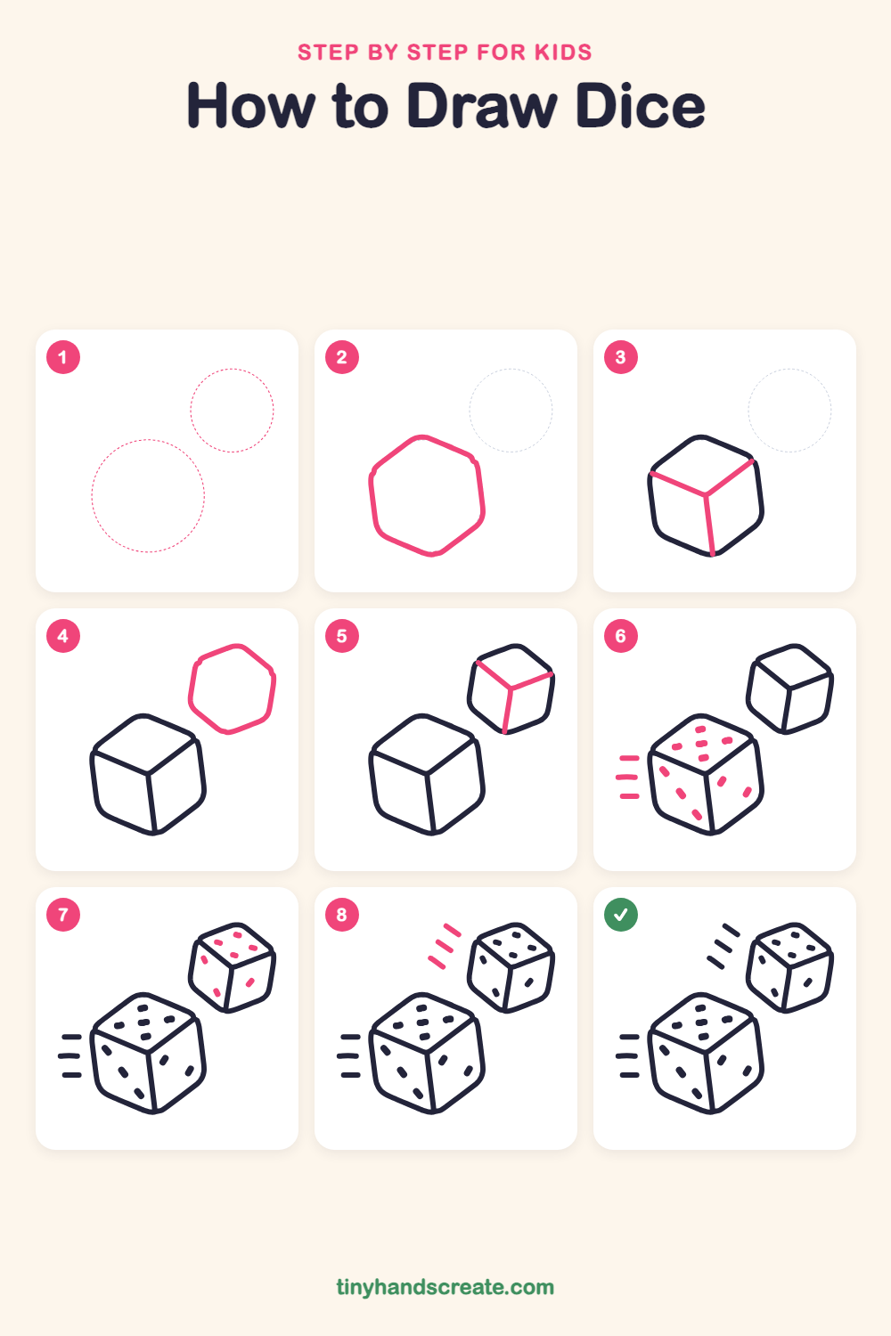 How to draw dice step by step for kids