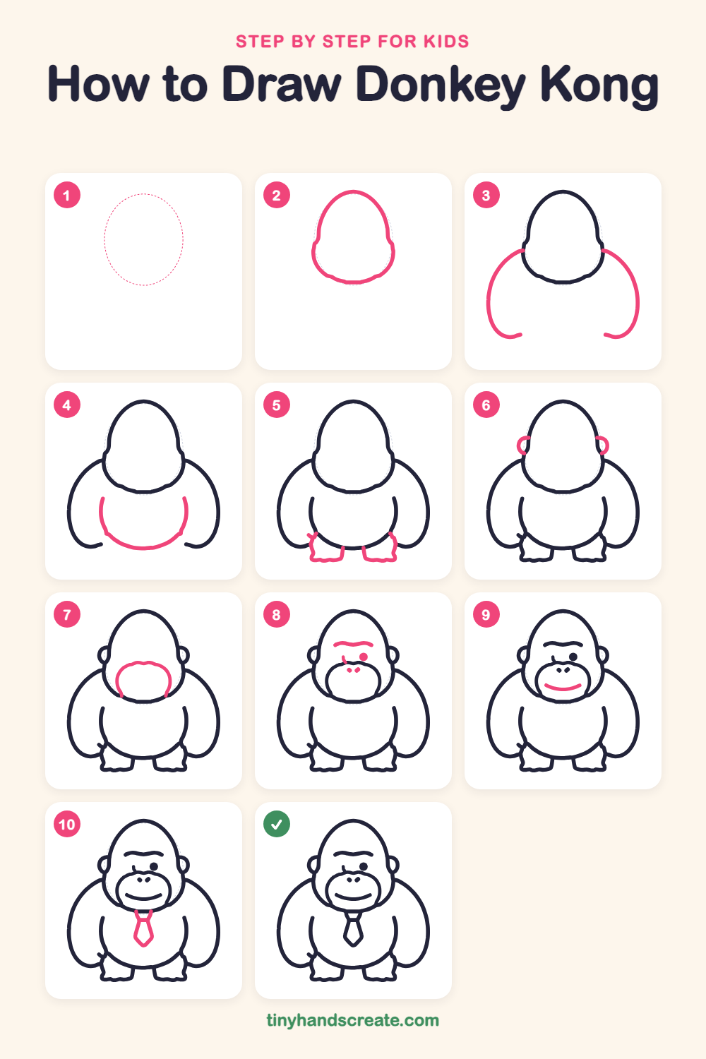How to draw Donkey Kong step by step for kids