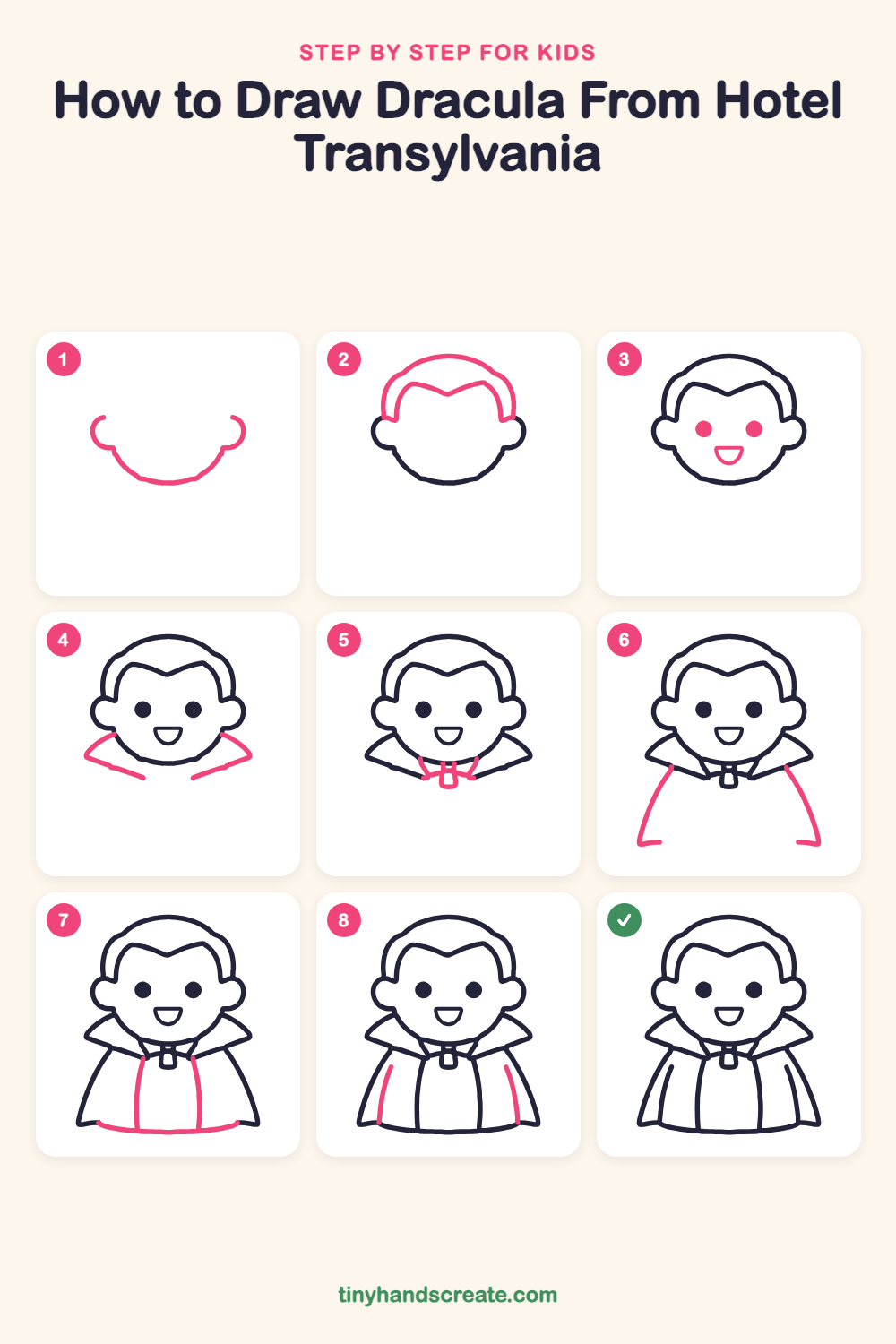 How to draw Dracula from Hotel Transylvania step by step for kids