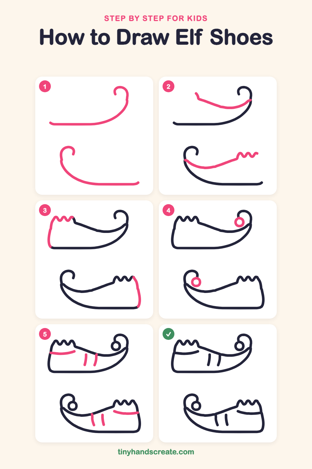 How to draw elf shoes step by step for kids